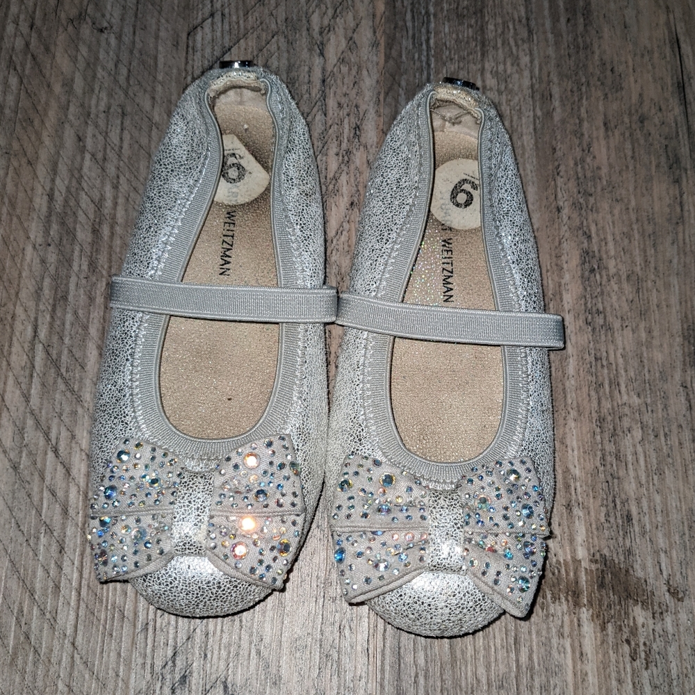 Stuart Weitzman Silver Flats